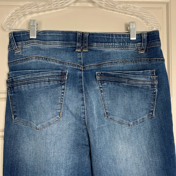 Democracy Jeans Ab Technology Flare Tummy Control Medium Wash Raw Hem Sz 10 - Picture 6 of 9